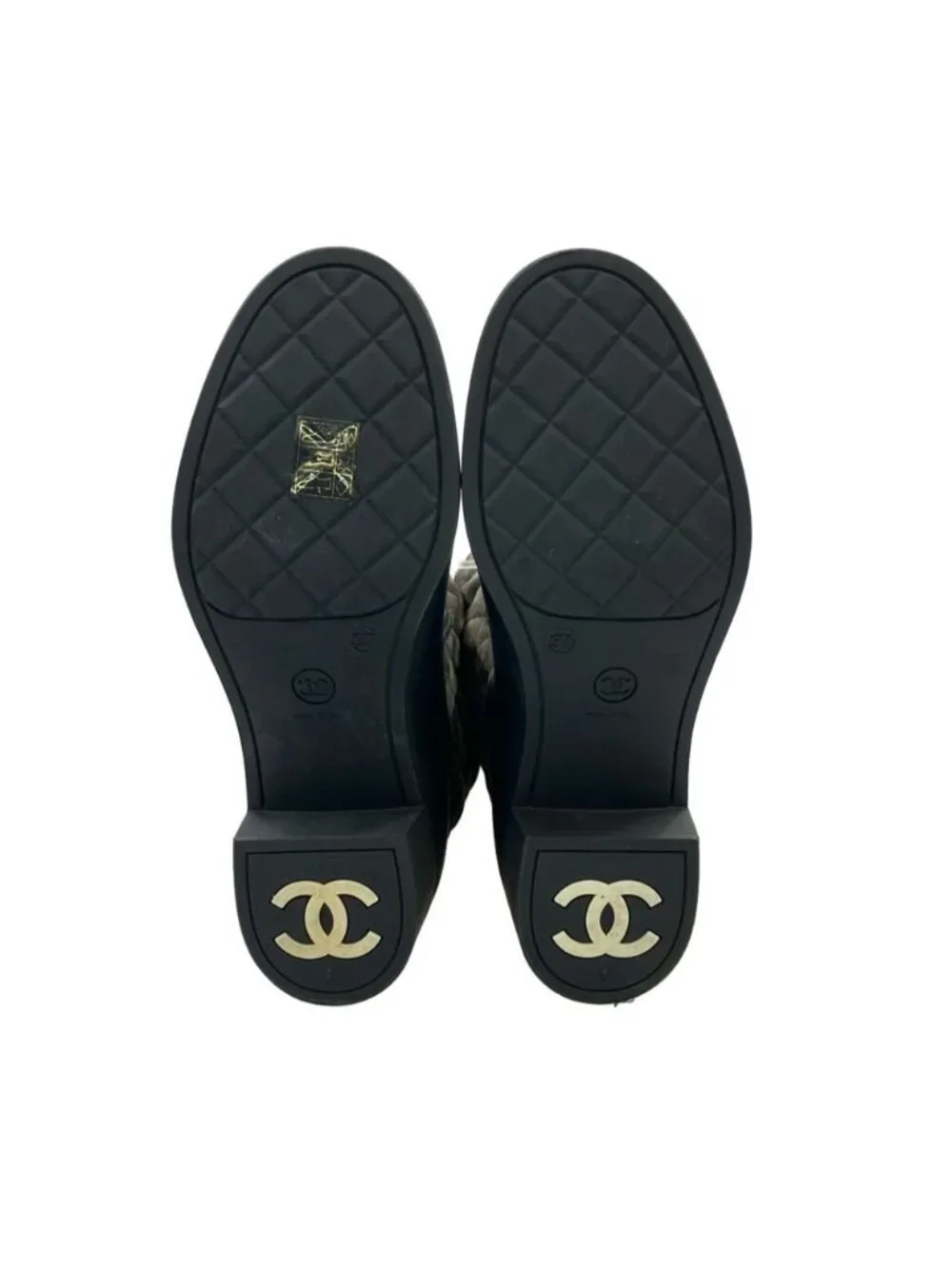 Chanel Long Gray Boots Quilted CC Logo